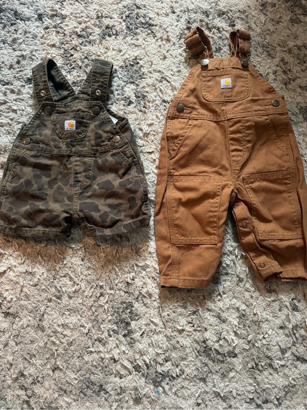 Carhartt Kids' Brown and Camo Canvas Overalls Set